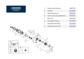 RECAMBIOS MONOMANDO DUCHA LINEARE GROHE